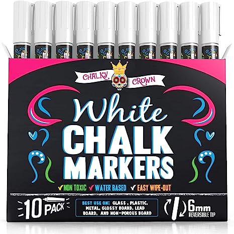 White Liquid Chalk Marker 6mm (10 Pack)