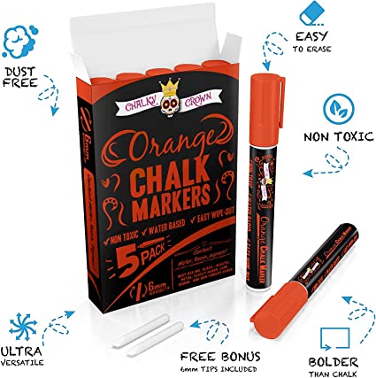 Orange Liquid Chalk Marker (5 Pack)