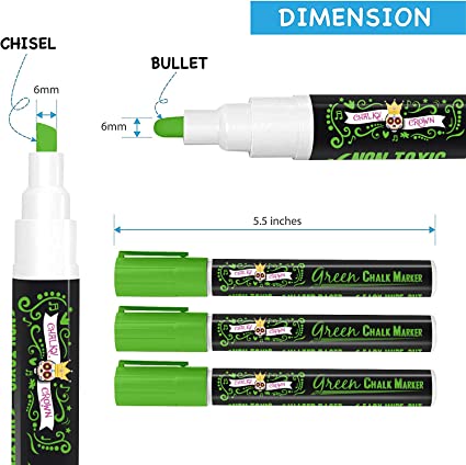 Amazon.com : SILENART Green Chalk Markers 2 Pack -15mm Jumbo