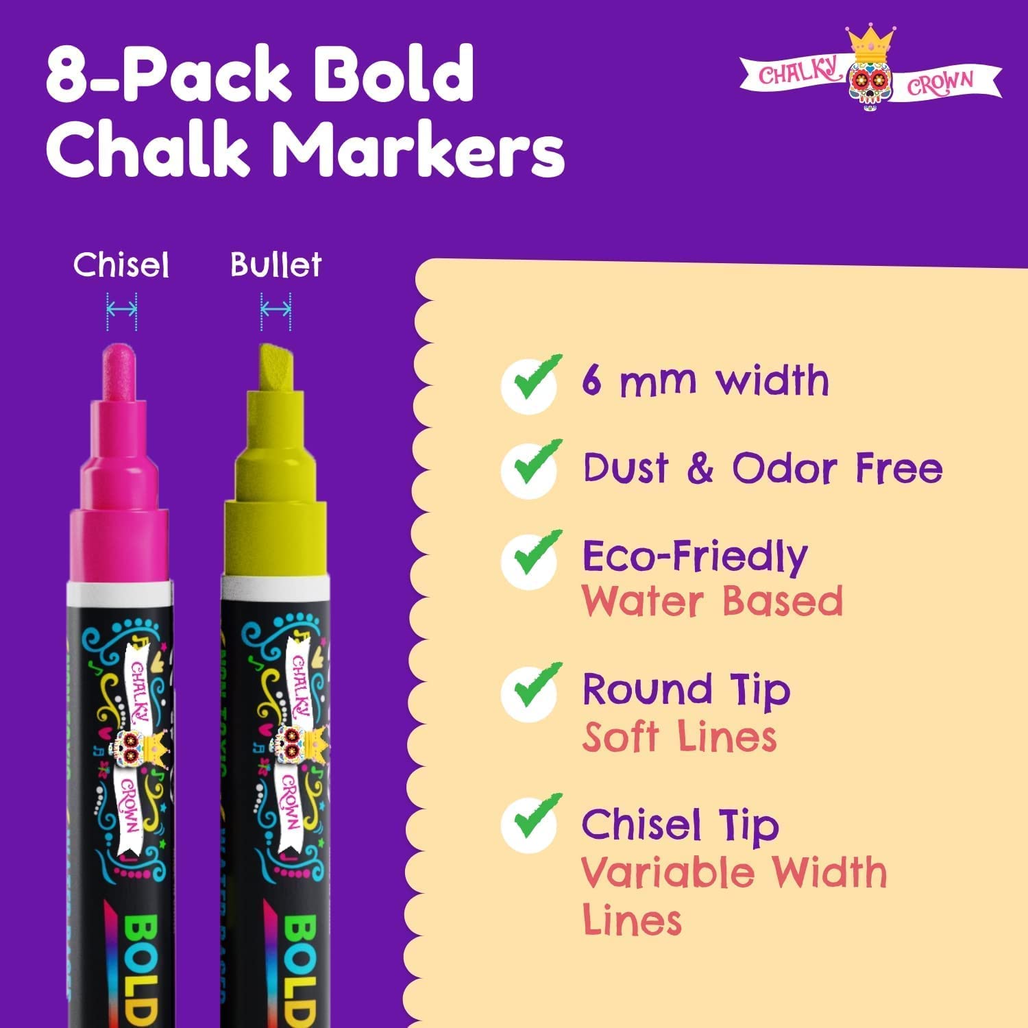 Bold Chalk Markers 6mm (8 Pack)