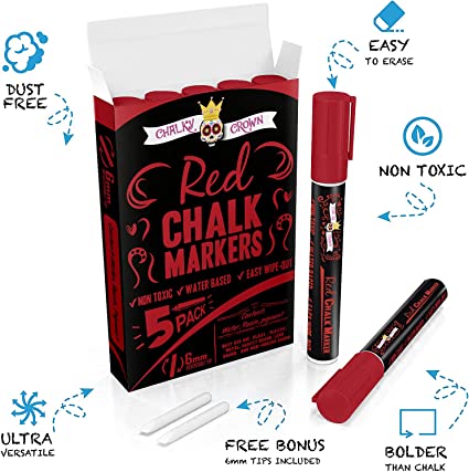 Red Liquid Chalk Marker (5 Pack)