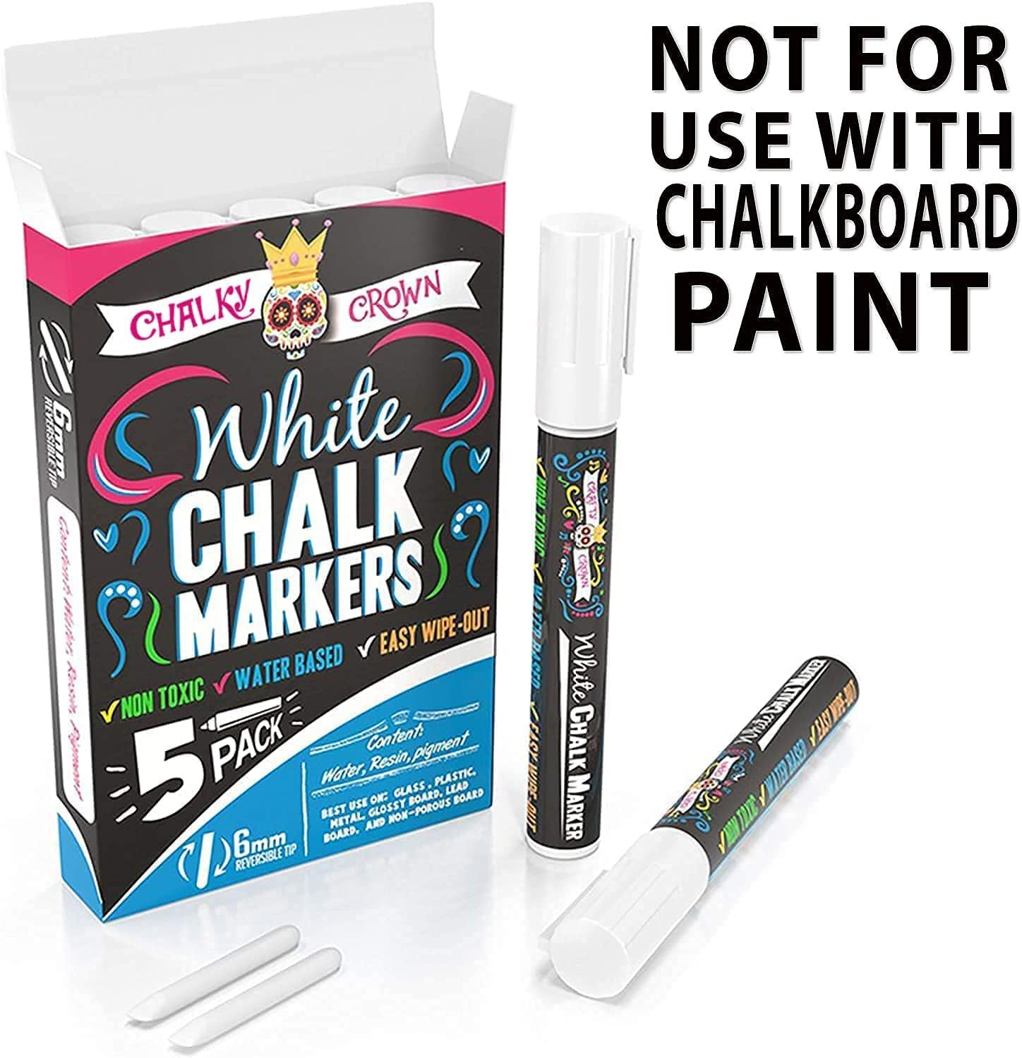 Chalky Crown White Liquid Chalk Marker (5 Pack)