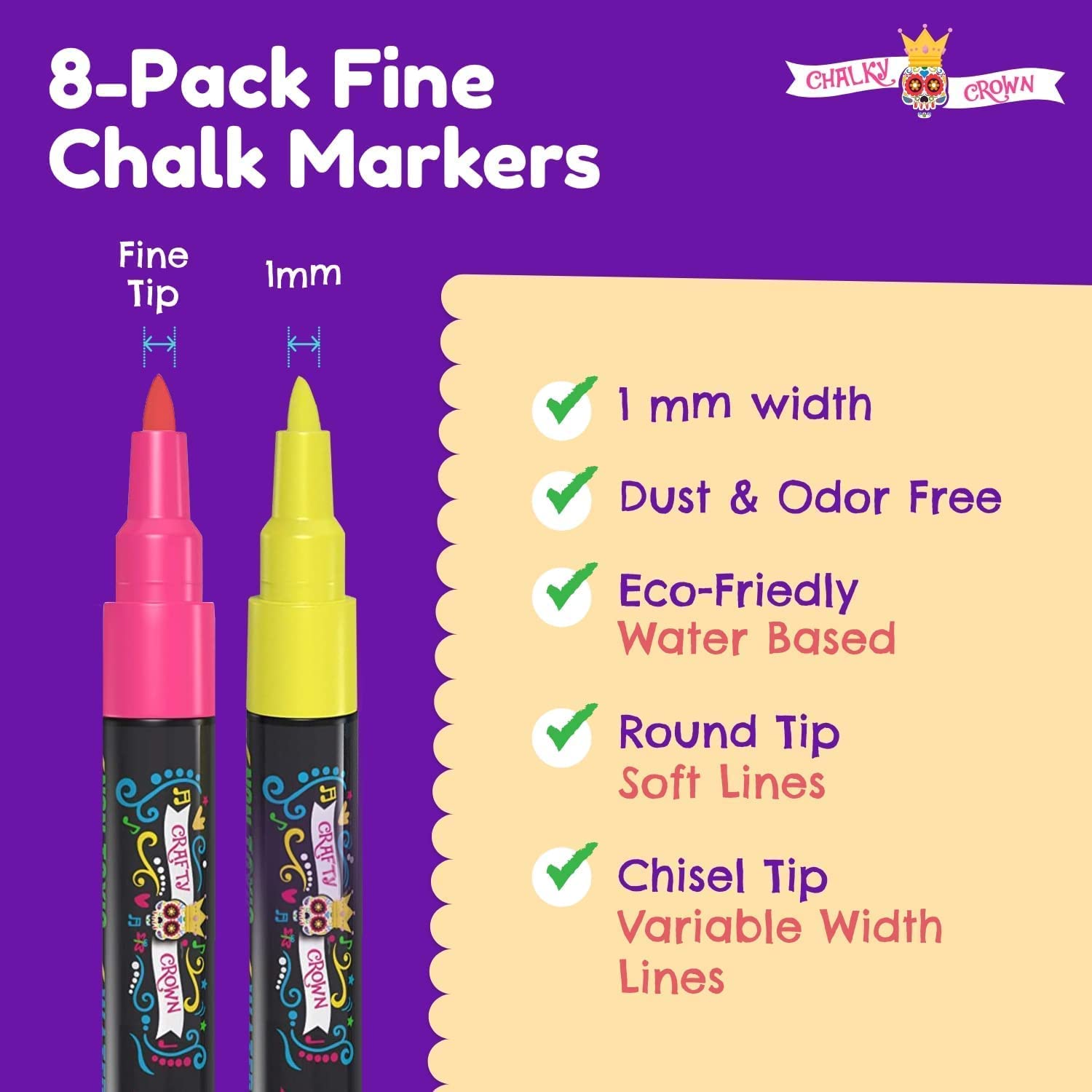 Bold Chalk Markers Fine Tip (8 Pack)