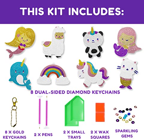 Diamond Painting Keychains Kit for Girls Crafts (8 Pack)