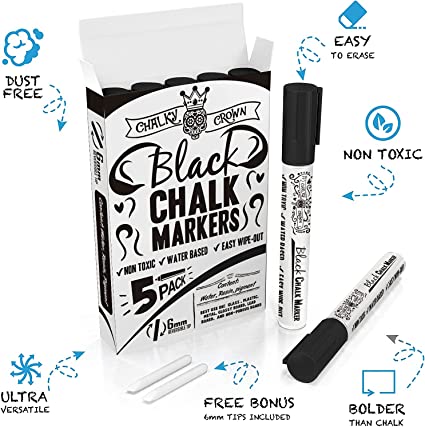 Black Liquid Chalk Marker (5 Pack)