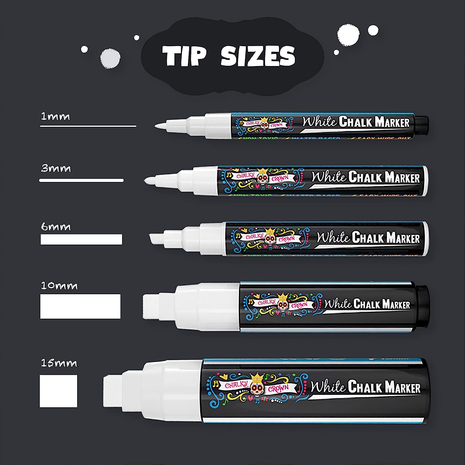 Liquid White Chalk Markers 5 Sizes