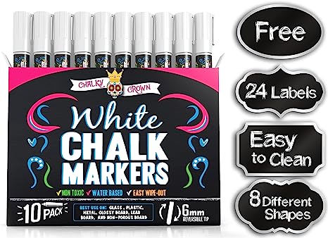 White Liquid Chalk Marker 6mm (10 Pack)