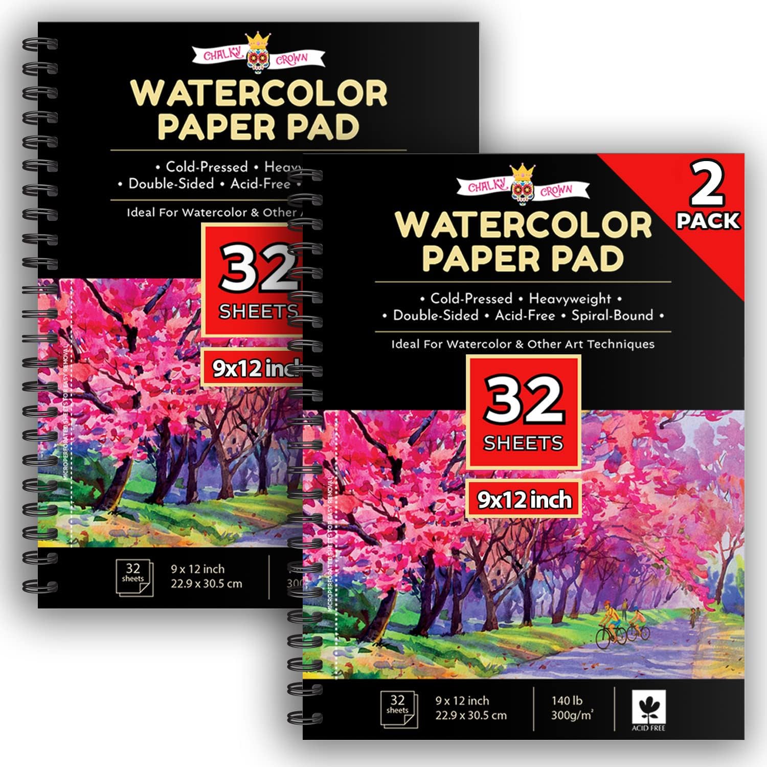 Watercolor Paper Water Color Paper White, (2 Pack - 64 Sheets)