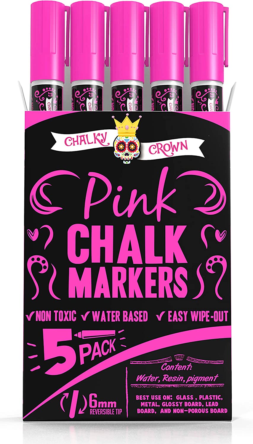 Bold Crafts Liquid Chalk Markers- Pack of 25 Erasable Neon, Classic,  Metallic Colors with 6mm Reversible Tips (Chisel, Bullet), 24 Chalkboard  Labels
