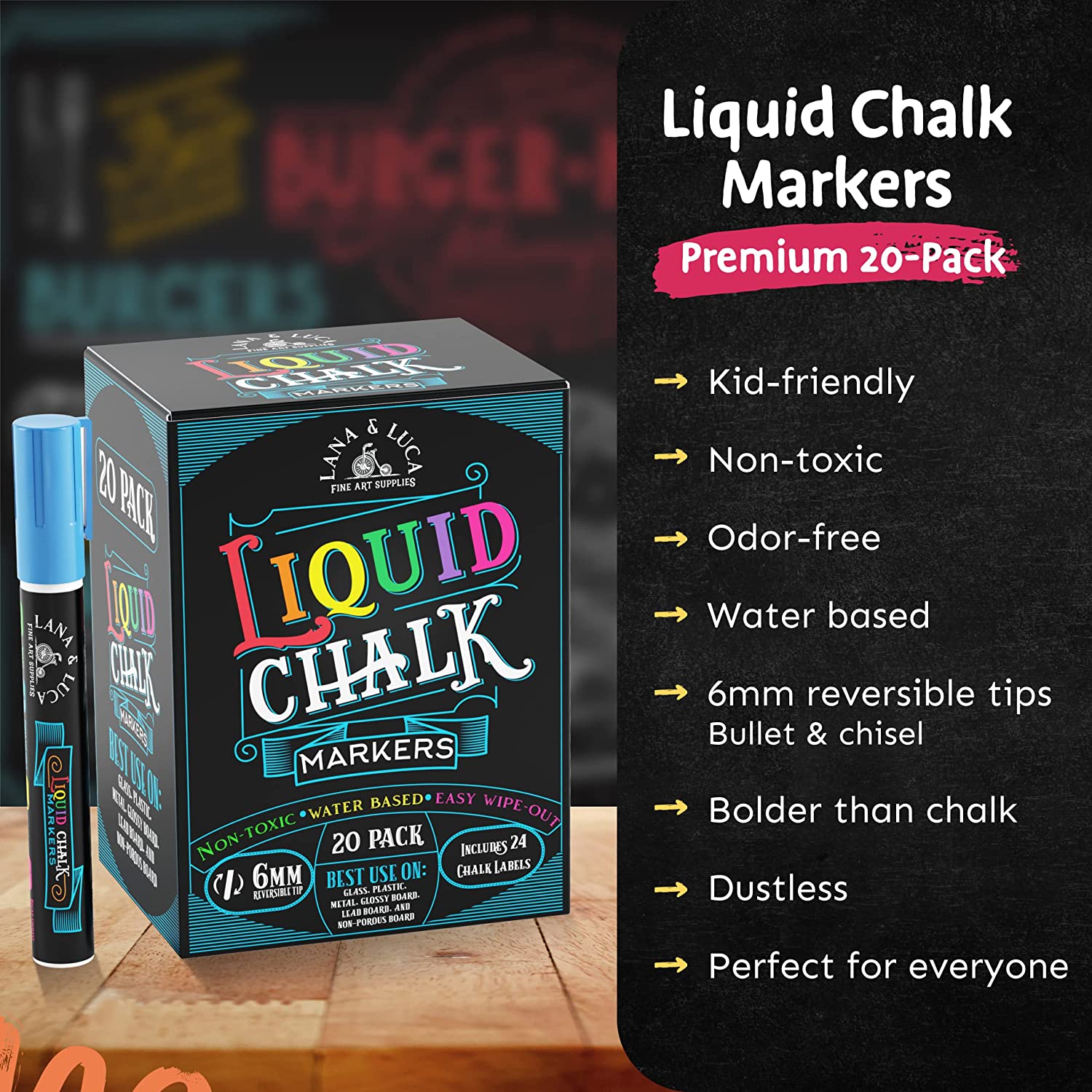 Liquid Chalk Markers (20 Pack) - Lana & Luca