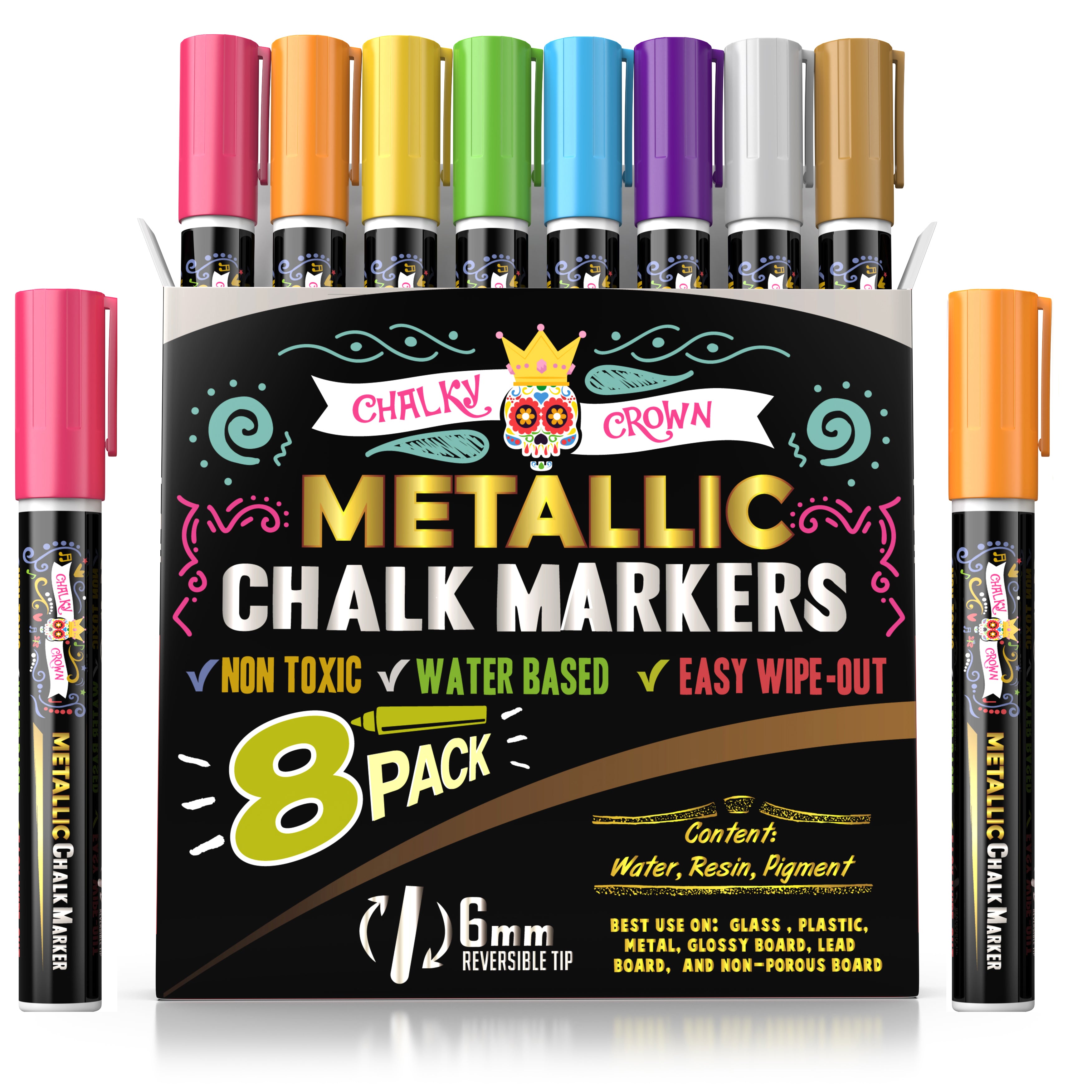 Metallic Liquid Chalk Markers for Blackboard 8 pack