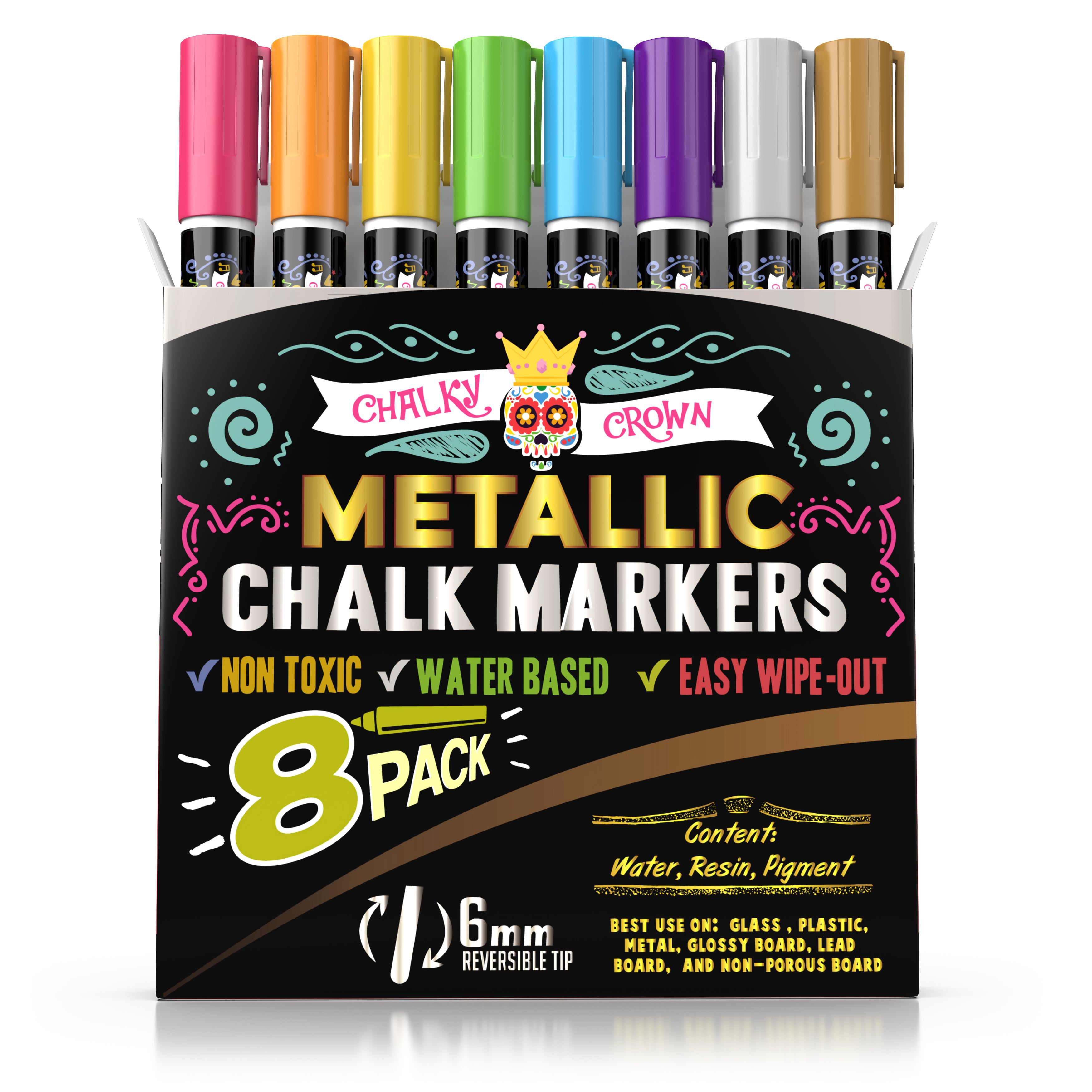 Metallic Liquid Chalk Markers for Blackboard 8 pack