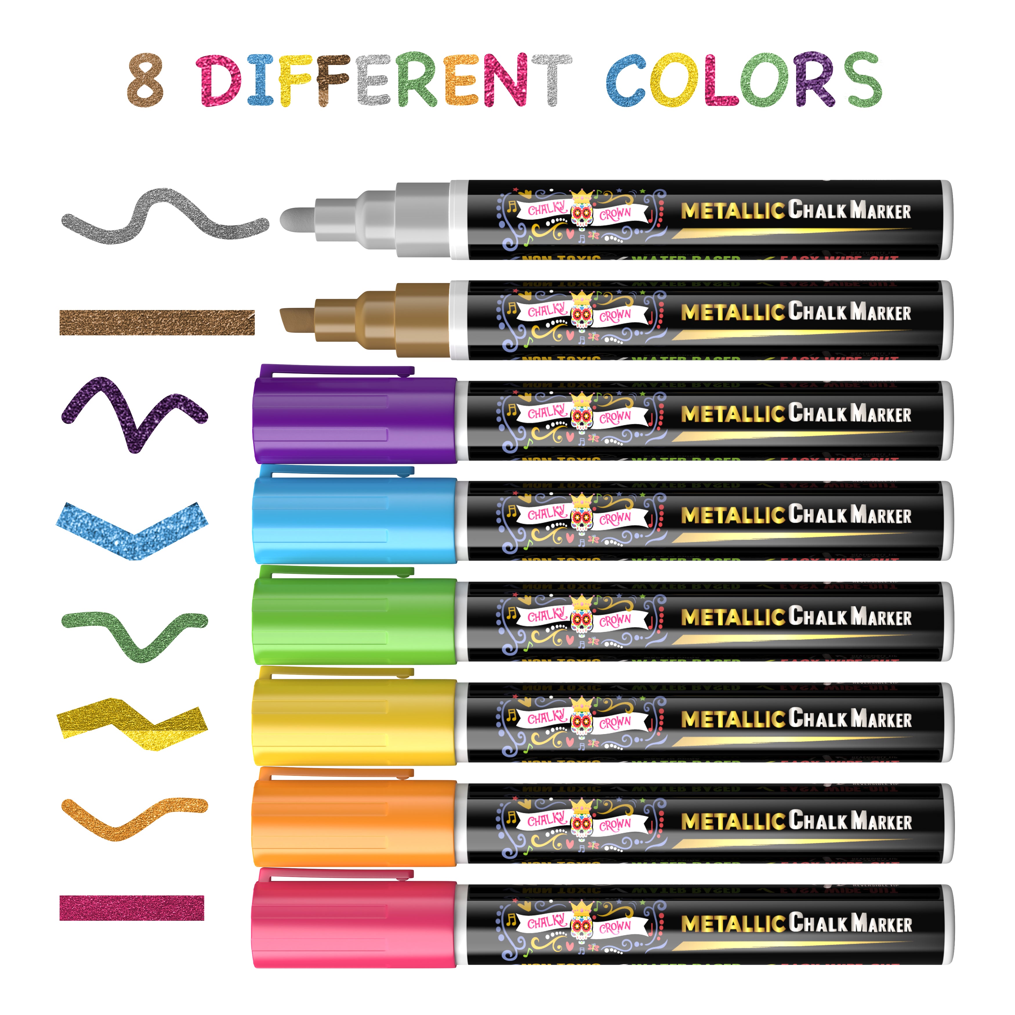 Metallic Liquid Chalk Markers for Blackboard 8 pack