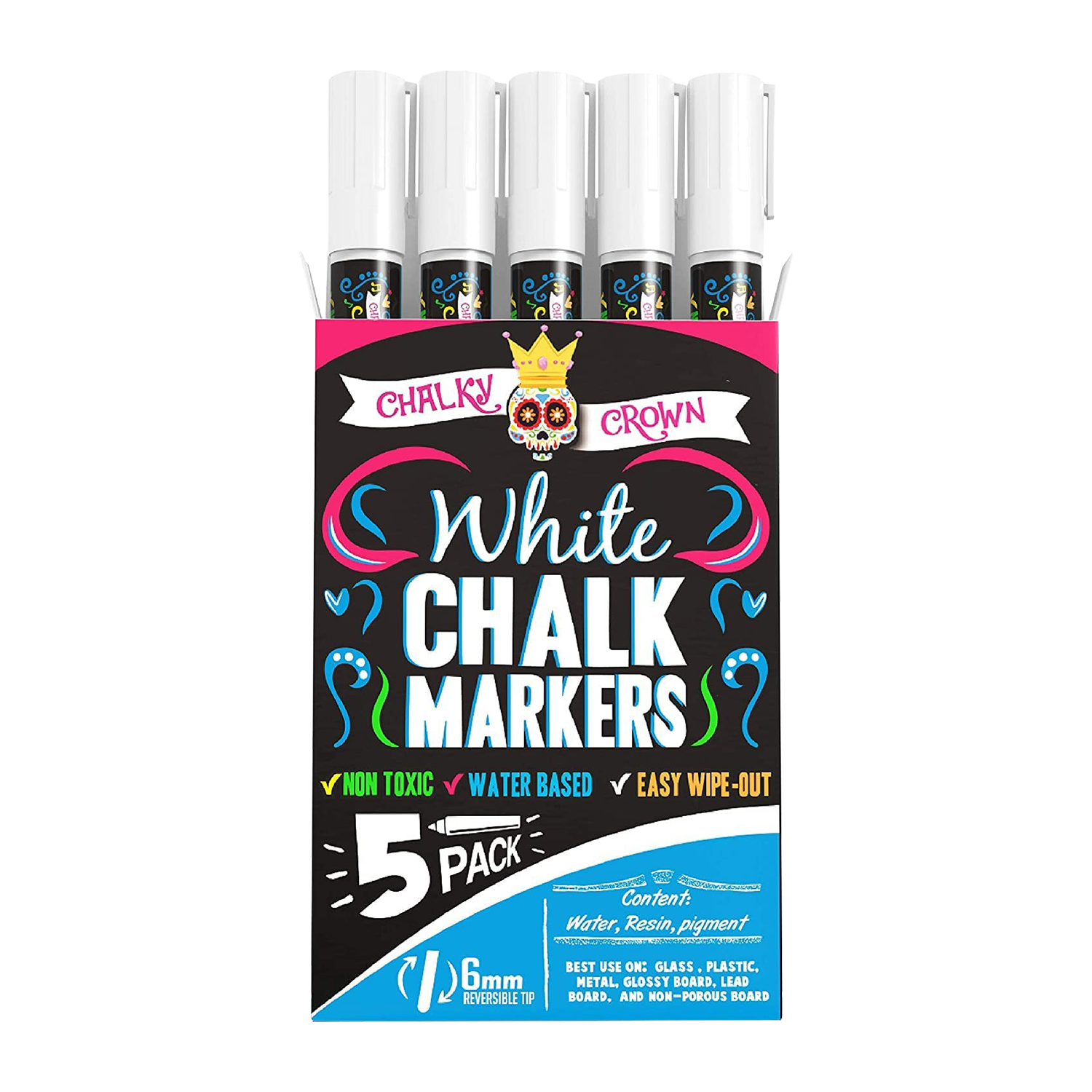 Chalky Crown White Liquid Chalk Marker (5 Pack)